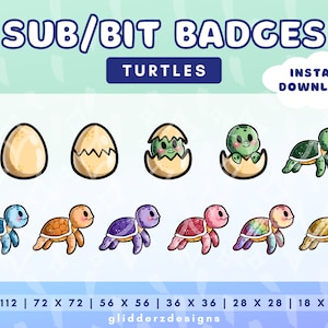 Sea Turtle Sub Badge Twitch | Cute Turtle Twitch Badge | Sea Turtle Twitch Sub Badge | Turtle Bit Badge Twitch | Sea Turtle Badges