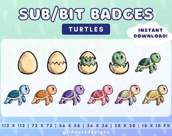 Sea Turtle Sub Badge Twitch | Cute Turtle Twitch Badge | Sea Turtle Twitch Sub Badge | Turtle Bit Badge Twitch | Sea Turtle Badges