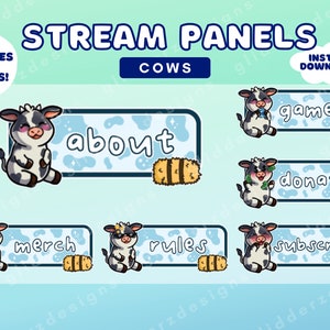 Cow Twitch Panels | Black and White Cow Stream Panels | Twitch Cow Panels | 30 Twitch Panels | Cow Panels Twitch