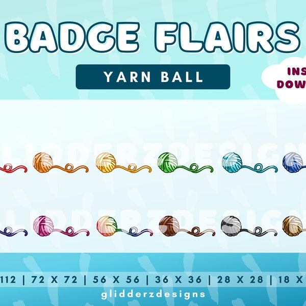 Yarn Sub Badge Flair Twitch | Cute Yarn Badge Flair | 12 Yarn Twitch Sub Badge Flairs | Yarn Twitch Badge | Cat Sub Badge Flairs