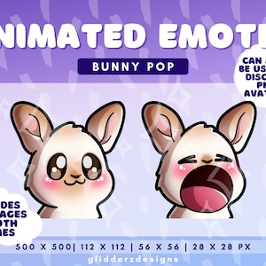 Tan Bunny Pop Emote Animated | Bunny Pop Cat Emote | Pop Animated Emote for Twitch, Discord | Tan Bunny Twitch Emote | Rabbit Emotes