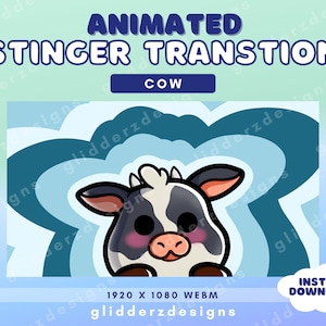 Cow Stinger Transition Twitch | Cow Stream Transition | Black and White Cow Transition for Streamers | Blue Stinger Transition