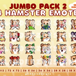 Tan Hamster Twitch Emote Jumbo Pack 2 | 24 Hamster Emotes for Discord, Twitch, Youtube | Cute Hamster Stream Emotes