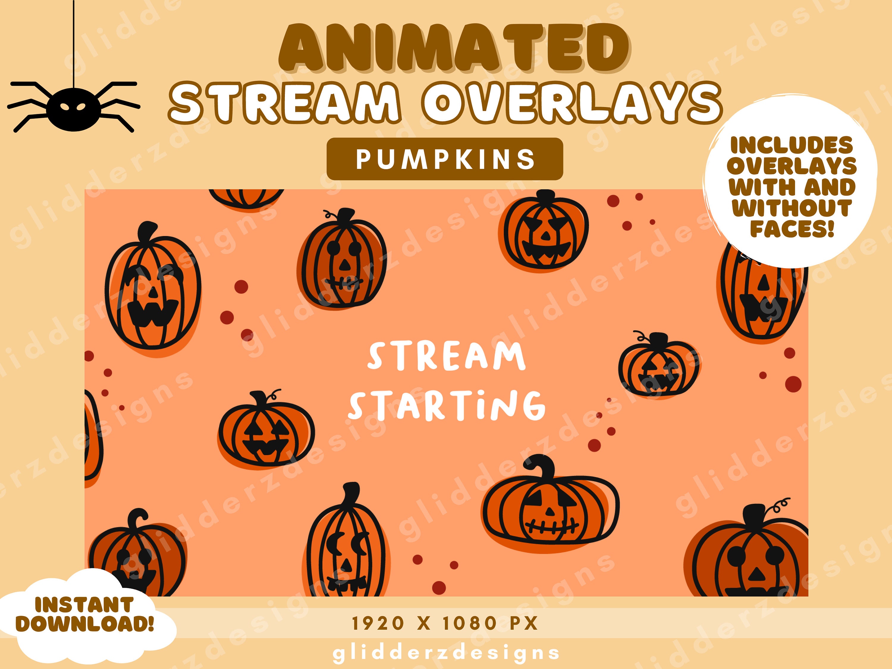 ANIMATED Pumpkin Overlays Twitch Halloween Overlay Etsy