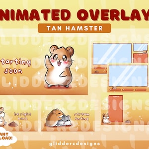 Tan Hamster Twitch Overlay | Hamster Animated Twitch Overlay | Hamster Stream Overlays for Twitch
