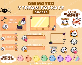 Animerad Halloween-överlägg på Twitch | Halloween-överlägg på Twitch | Halloween-paket på Twitch | Halloween-streampaket | Ghost-överlägg på Twitch