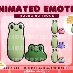 Frog Dance Animated Twitch Emote | Frog Bounce Animated Emote | Frog Bounce Twitch Emote | 9 Purple, Pink, Green, Rainbow Frog Emotes