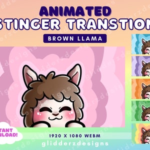 Brown LLama Stinger Transition Twitch | Llama Stream Transition | Animated Stinger Transition | Cute Llama Scene Transition