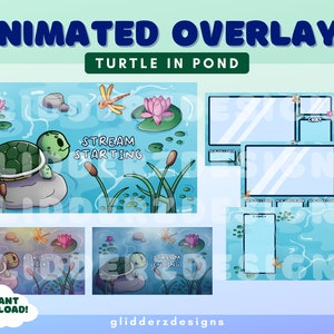 Turtle in Pond Animated Overlay | Turtle Twitch Overlay | Pond Twitch Overlay | Turtle Stream Overlays Animated