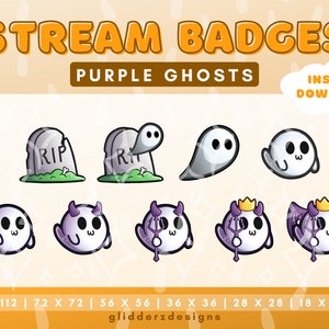 Ghost Twitch Badges | Cute Ghost Sub Badges | Ghost Stream Badges | Halloween Twitch Badges | Ghost Emotes Twitch | Halloween Sub Badge