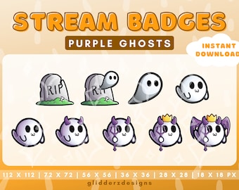 Ghost Twitch Badges | Cute Ghost Sub Badges | Ghost Stream Badges | Halloween Twitch Badges | Ghost Emotes Twitch | Halloween Sub Badge