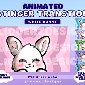 White Bunny Stream Transition | White Bunny Stinger Transition Animated | Animated Stinger Transition | Purple, Pink, Blue Twitch Transition