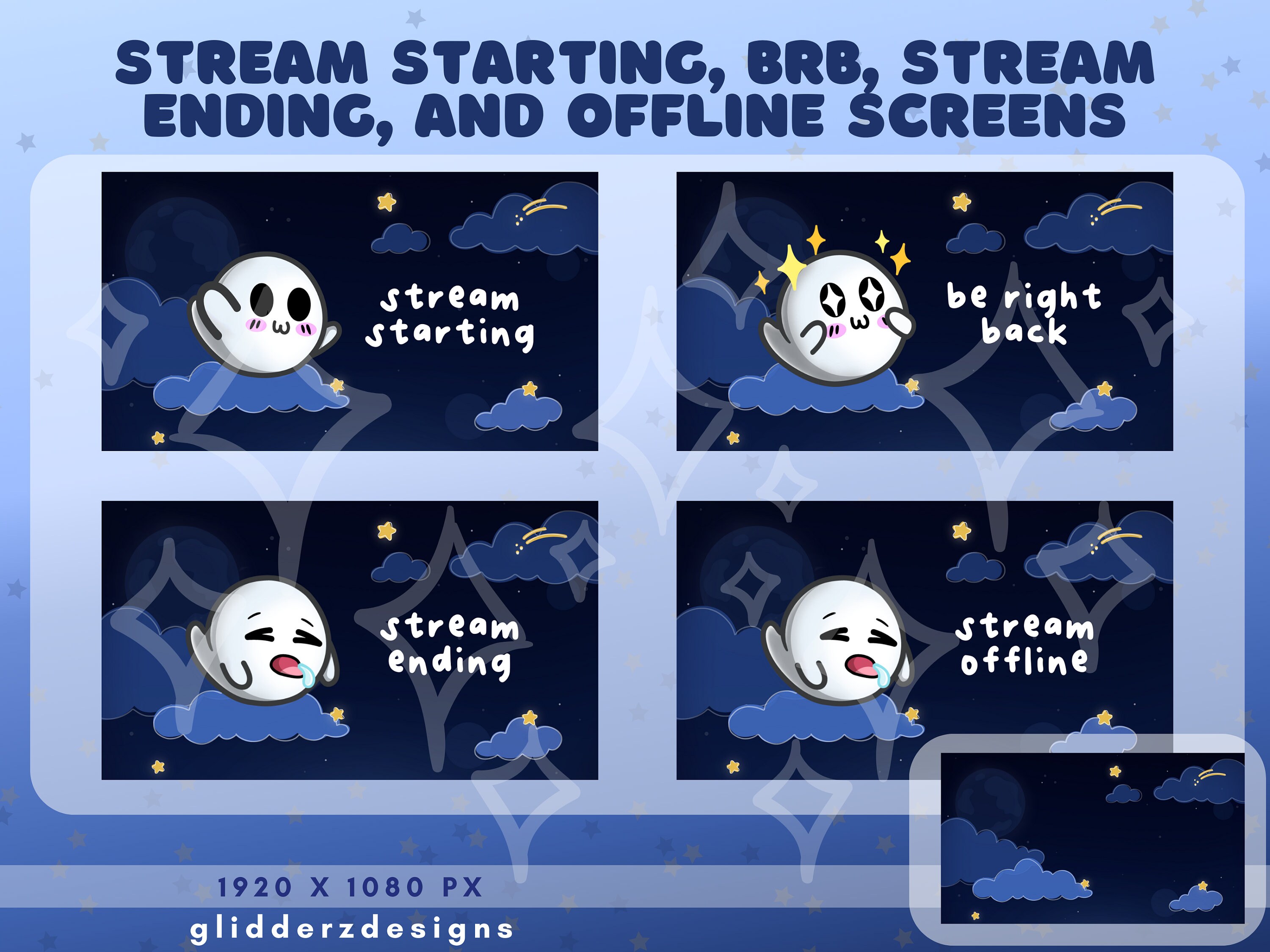 Ghost Stream Layout ULTIMATE Ghost Animated Twitch Package | Night Sky Package Animated ...