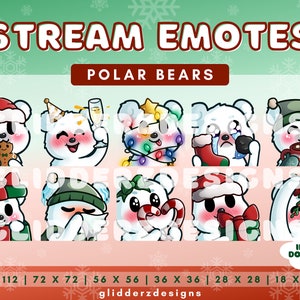 Polar Bear Holiday Emotes Twitch | Polar Bear Christmas Twitch Emotes| Polar Bear Twitch Emote 10-Pack | Polar Bear Discord Emotes