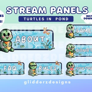 Schildkröten Panels für Twitch | Schildkrötenbach Panels | Schildkröte Twitch Panels | 29 Teich Twitch Panels