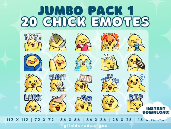 ひよこ絵文字 Twitch ジャンボパック 1 | ひよこ Twitch 絵文字 20 個