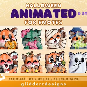 Fox Halloween ANIMATED Twitch Emotes | 8 Animated AND Static Fox Halloween Emotes | Halloween Animated Emotes | Fox Twitch Emotes