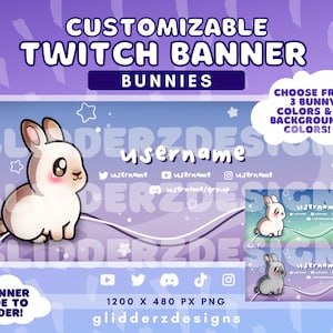 Bunny Twitch Banner | Bunny Twitch Profile Banner | Custom Banner for Twitch | Made to Order