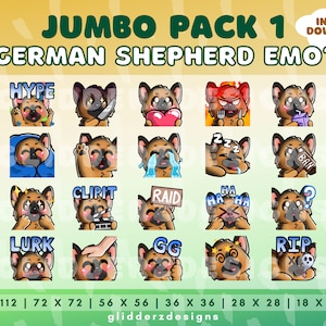 German Shepherd Emote Jumbo Pack 1 | 20 German Shepherd Twitch Emotes | Cute Puppy Emotes | Dog Discord Emotes | Dog Stream Emotes