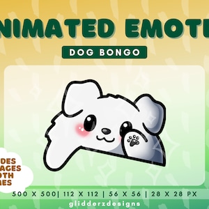 White Dog Bongo Animated Emote | White Dog Bongo Emote Animated | White Dog Bongo Emote for Twitch, Discord | Bongo Twitch Emote