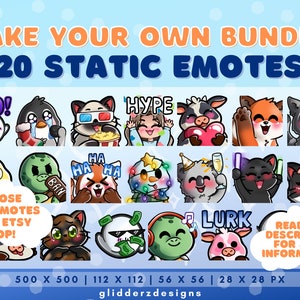 20x Static Twitch Emote Pack | Make Your Own Emote Pack - 20 Static Emotes | Emotes For Twitch, Youtube, and Discord | NOT A CUSTOM ORDER