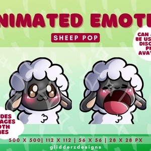 Black Sheep White Fur Pop Emote Animated | Sheep Pop Cat Emote | Pop Animated Emote for Twitch, Discord | Black Sheep Twitch Emote