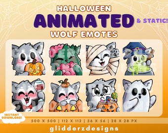 Wolf Halloween ANIMATED Twitch Emotes | 8 Animated AND Static Wolf Halloween Emotes | Halloween Animated Emotes | Wolf Twitch Emotes