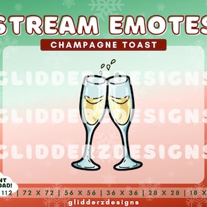 Champagne Twitch Emote | Champagne Toast Emote Twitch | New Years Emote Twitch | Cute Holiday Twitch Emote | Drunk Twitch Emote