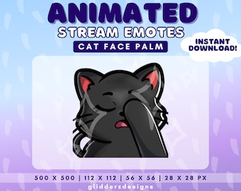 Animated Cat Emote | Animated Face Palm Emote | Black Cat Face Palm Emote Animated