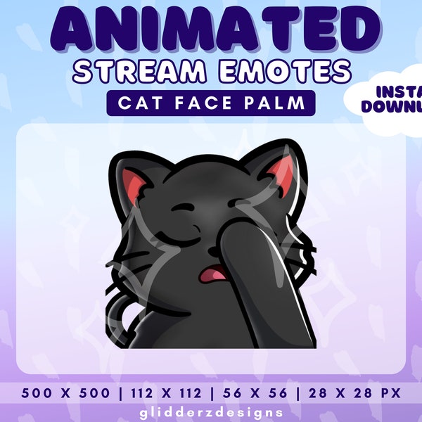 Animated Cat Emote | Animated Face Palm Emote | Black Cat Face Palm Emote Animated