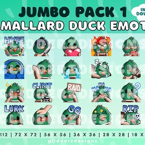 Mallard Duck Twitch Emote JUMBO Pack 1 | 20 Mallard Duck Emotes Twitch | Cute Duck Emotes | Duck Discord, Youtube, and Twitch Emotes