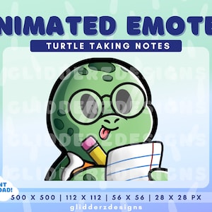 Turtle Taking Notes Animated Emote | Taking Notes Emote | Cute Turtle Twitch Emotes | Turtle Emotes Animated | Twitch Turtle Emotes