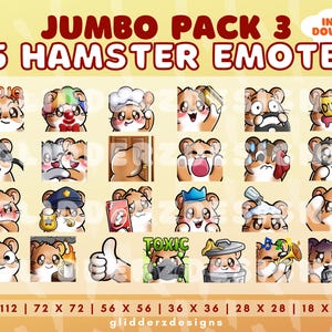 Tan Hamster Emote Jumbo Pack 3 | Hamster Twitch Emotes | 25 Hamster Emotes for Discord, Twitch, Youtube