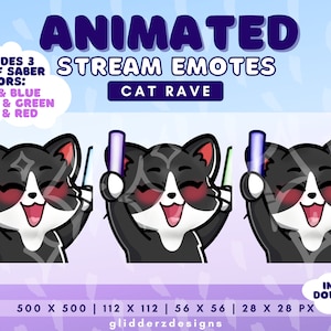 ANIMATED Tuxedo Cat Glow Stick Emote | Tuxedo Cat Rave Animated Twitch Emote | Tuxedo Cat Animated Emote | Tuxedo Cat Twitch Emote Animated
