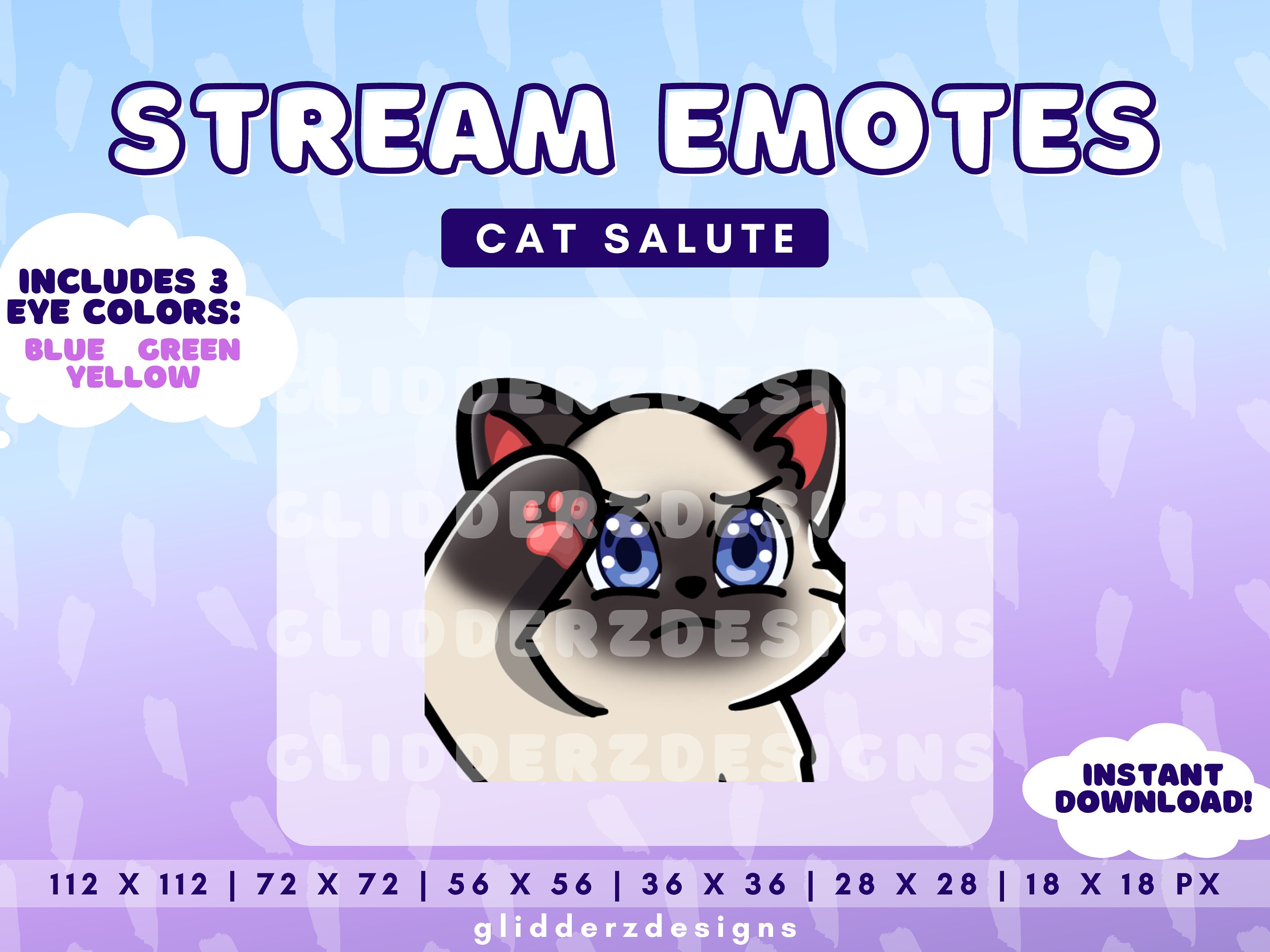 Salute Twitch Emote Siamese Cat Salute Emote for Twitch Etsy