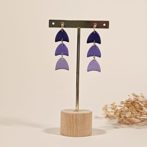Paarse ombré hangoorbellen | Handgemaakte oorbellen van polymeerklei | Lichtgewicht statement-sieraden