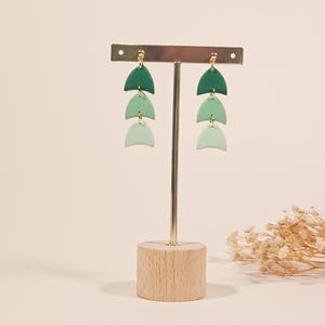 Green Ombré Dangle Earrings  | Handmade Polymer Clay Earrings | Lightweight Statement Jewellery