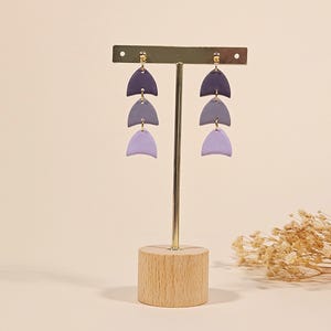 Paarse ombré hangoorbellen | Handgemaakte oorbellen van polymeerklei | Lichtgewicht statement-sieraden