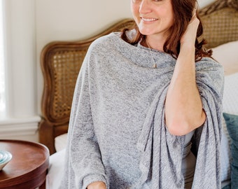 Women's Oversized Cashmere-Like Blanket Shawl Knitted Wrap Poncho - Perfect for layering, travel! Handmade in South Africa | Cozy Wrap
