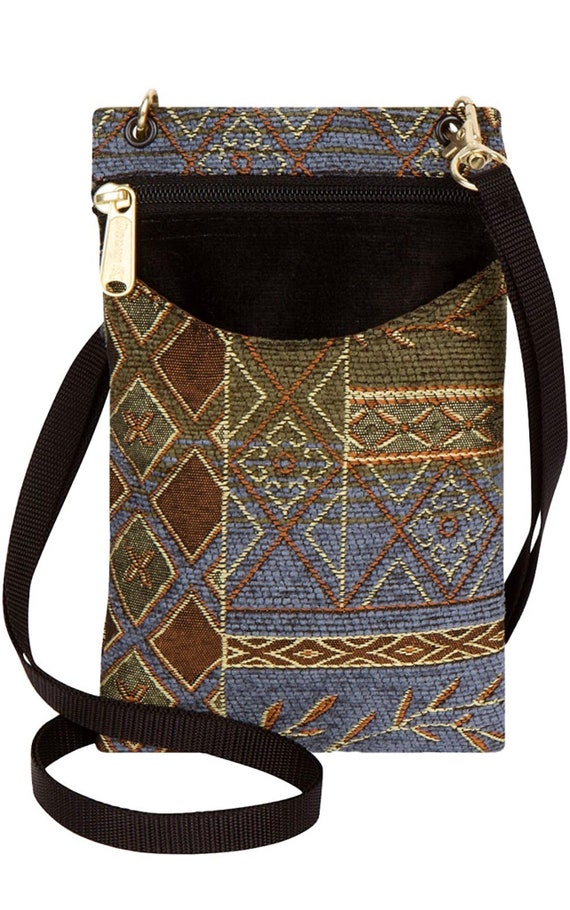Women s Tapestry Crossbody Cell Phone or Passport Purse Etsy
