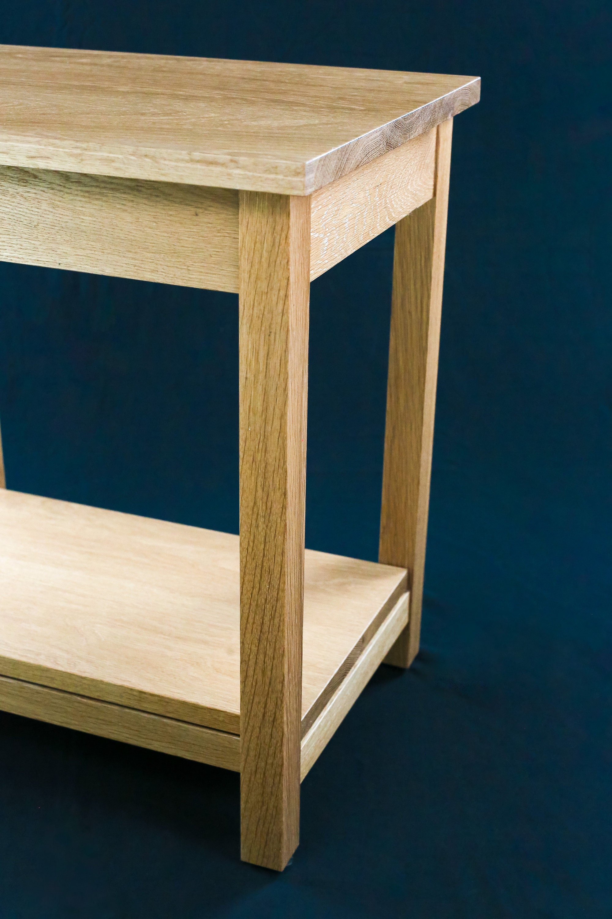 Walnut End Table With Shelf Storage Solid Wood Side Table Nightstand