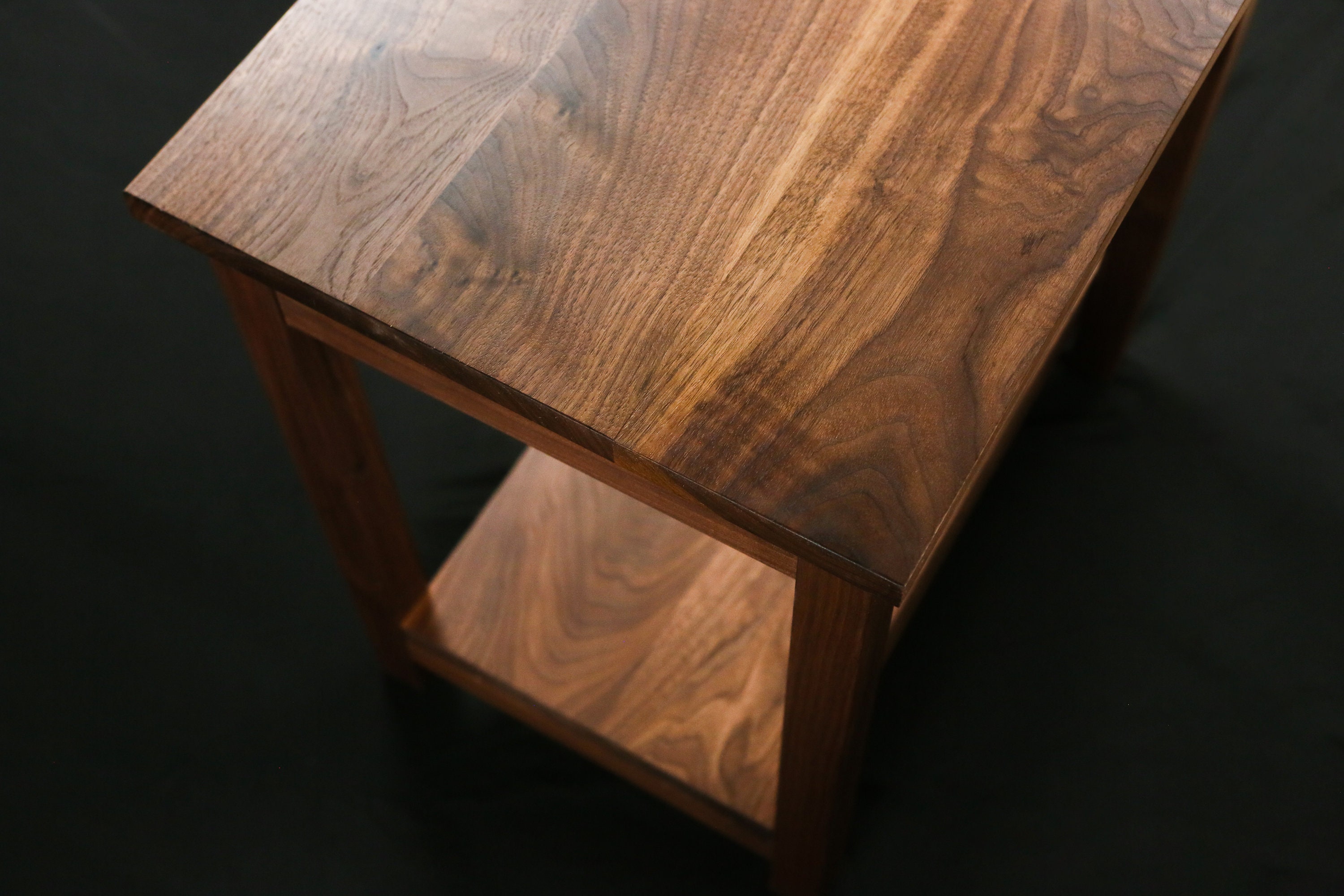 Walnut End Table With Shelf Storage Solid Wood Side Table Nightstand