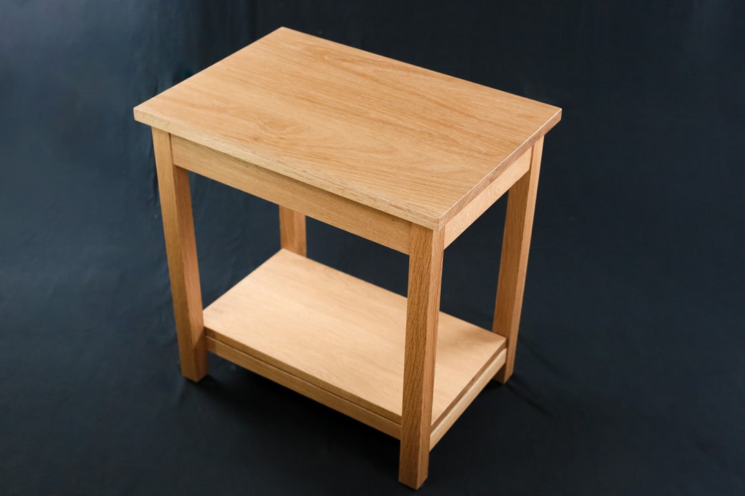 White Oak End Table With Shelf Storage Solid Wood Side Table Nightstand