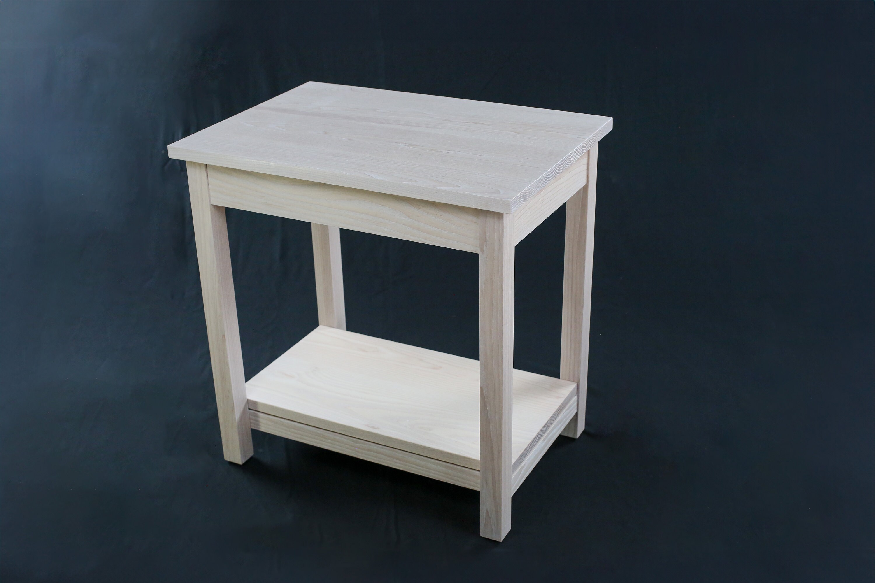 Walnut End Table With Shelf Storage Solid Wood Side Table Nightstand