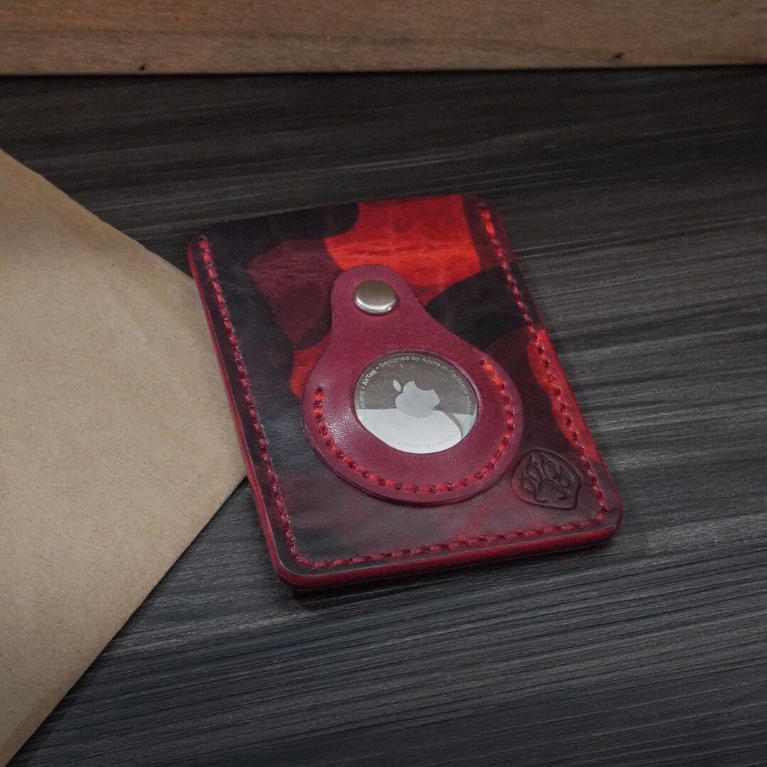 Mens 2 Pockets AirTag Card Holder Handcrafted and Etsy