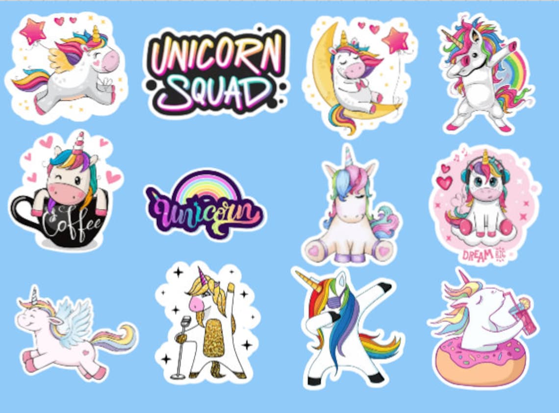 12 pk Unicorn Vinyl Sticker/Decal Laptop Decal Tumbler Etsy