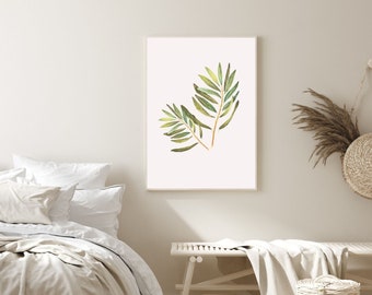 Botanical green leaf printable wall art, Green leaf poster, Botanical leaf print, Green leaf printable, Home decor