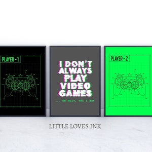 Video gaming prints set of 3, Retro gaming controller wall art, Gaming printable, Gaming wall art, Gaming controller print, Game room print