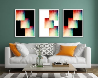 Set of 3 black and white Abstract printable wall art, colorful design, Living room art print, Home decor wall art, Abstract print