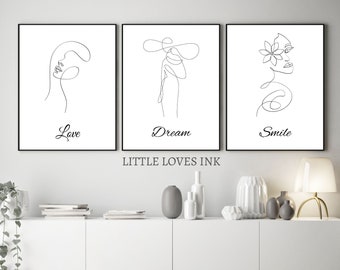 3er Set Line Art Wanddrucke, Line Art Frau Druck, Frau Line Art, MinimalIstische Wandkunst, Line Art Print, Line Wall Art, Minimalistische Wandkunst